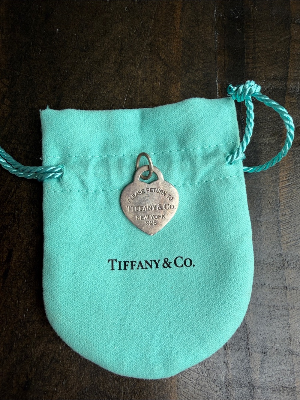 Tiffany & Co. Silver Heart Tag with Signature Blue Pouch